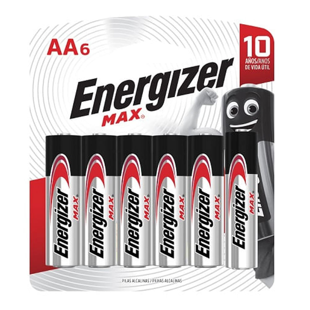Pilha Alcalina Energizer Max AA Com 6 unidades Energizer