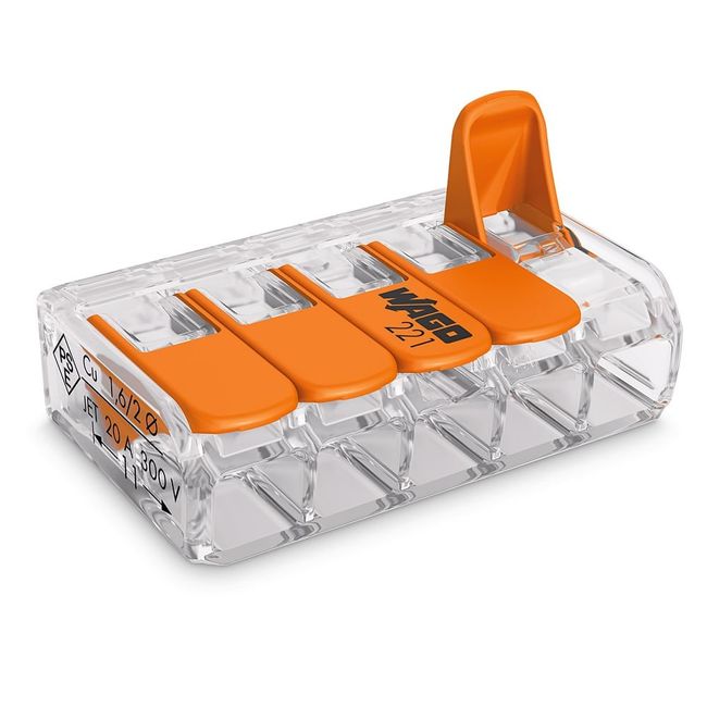 Conectores com Emenda de 5 Polos 32A Com 4 Unidades Wago