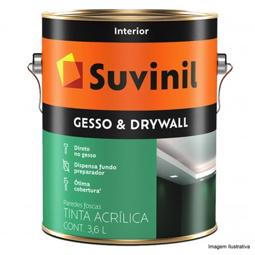 Tinta Acrilica Para Gesso E Drywall Fosco Branco Interior 3,6L Suvinil