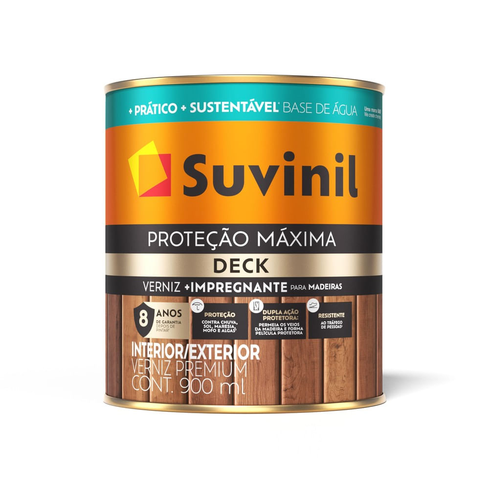 Verniz para Deck Proteção Máxima para Madeira Incolor Brilhante 900ml Suvinil