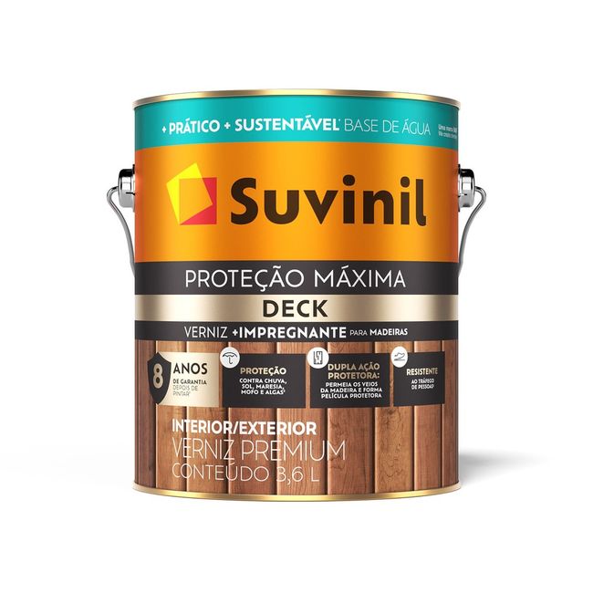Verniz para Deck Proteção Máxima para Madeira Imbuia Acetinado 3,6l Suvinil