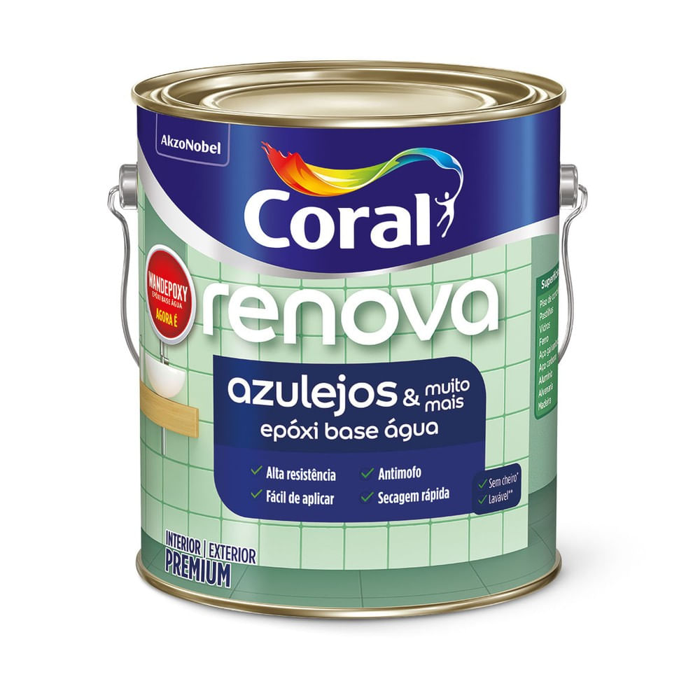 Tinta Epóxi Renova Azulejos & Muito Mais Interior e Exterior Branco Acetinado 3,6l Coral