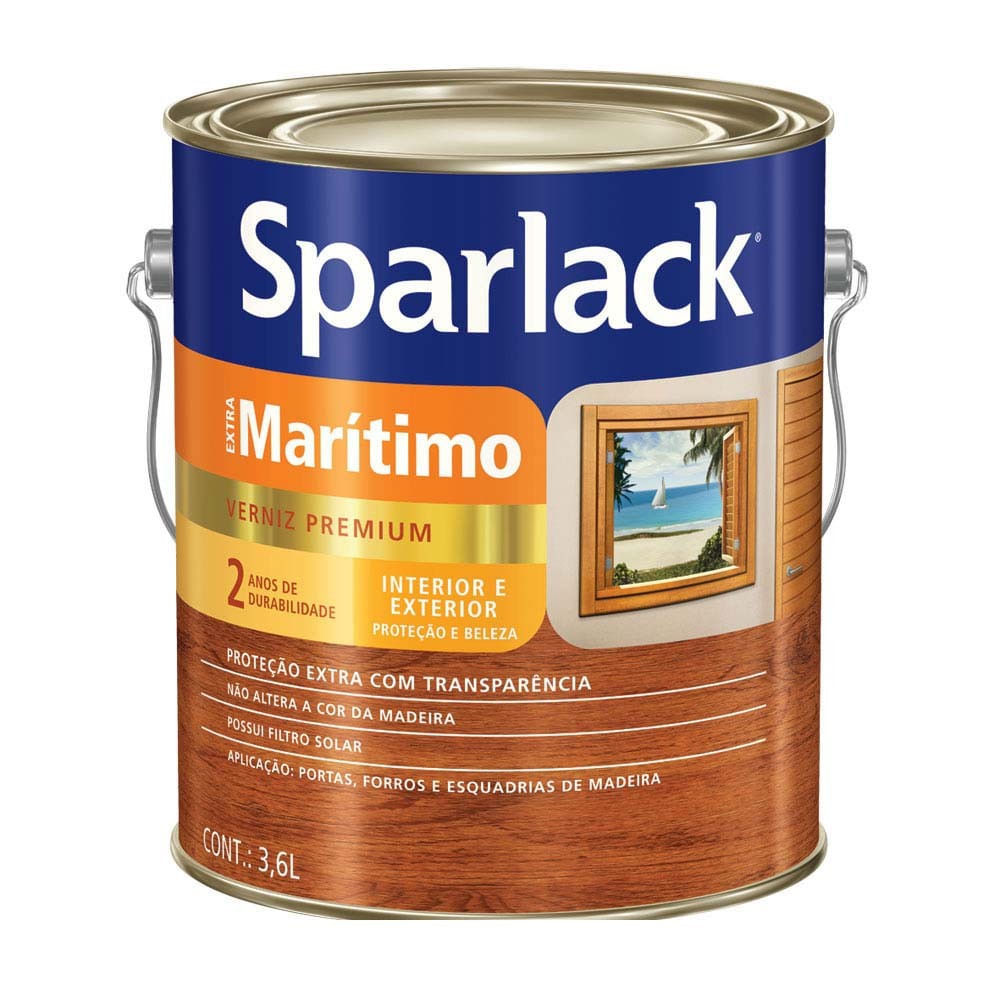 Verniz Extra Marítimo 2 Anos Premium para Madeira Transparente Brilhante 3,6l Sparlack