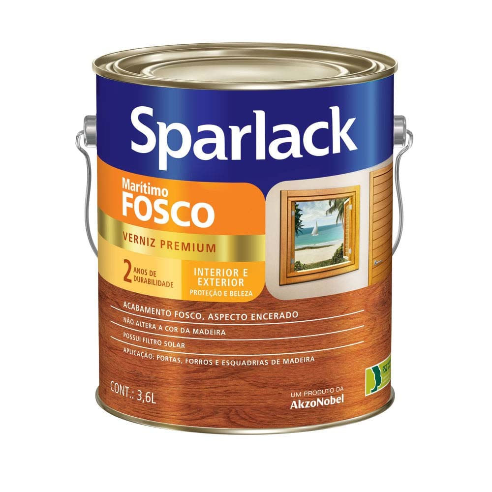 Verniz Extra Marítimo 2 Anos Premium para Madeira Transparente Fosco 3,6l Sparlack
