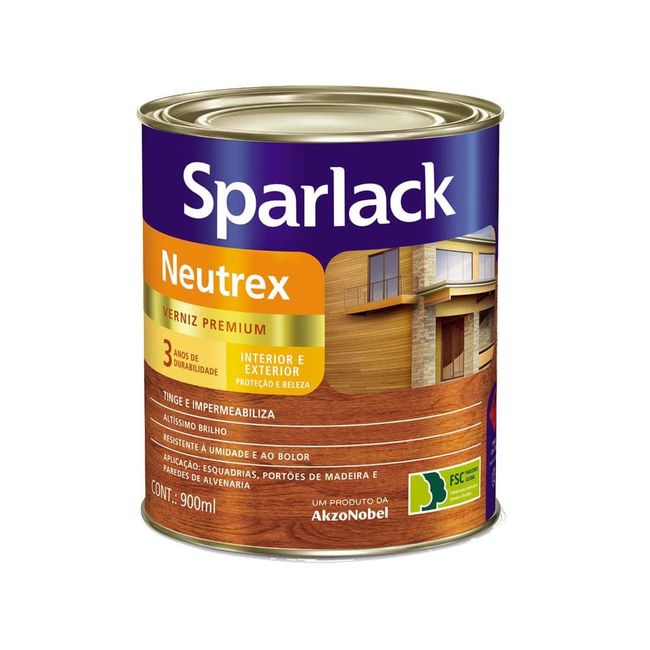 Verniz Premium Neutrex 3 Anos para Madeira Imbuia Brilhante 900ml Sparlack