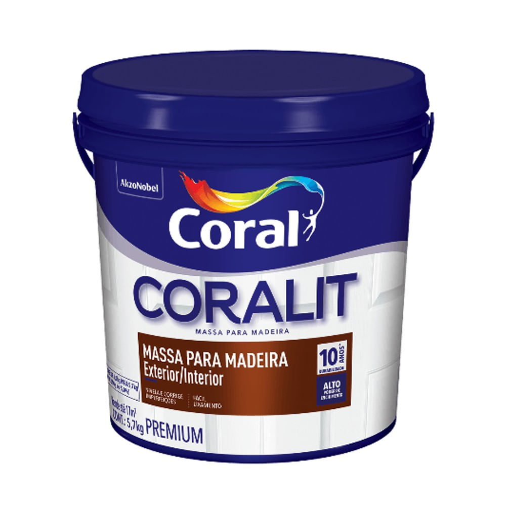 Massa para Madeira Branco 5,7kg Coralit Coral