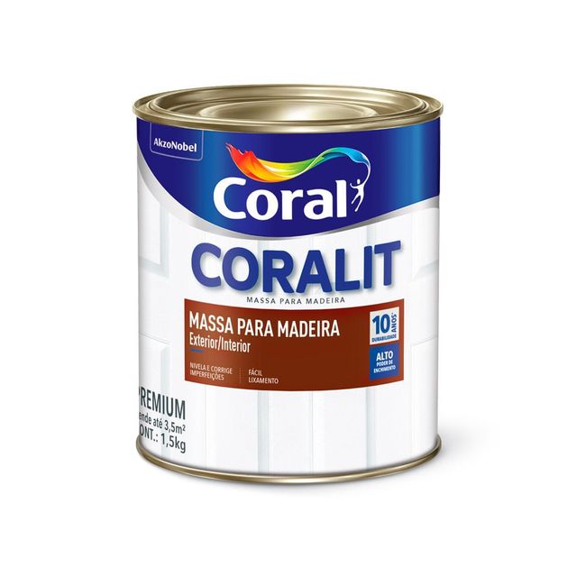 Massa a Óleo para Madeira Branco 1,5kg/900ml Coral