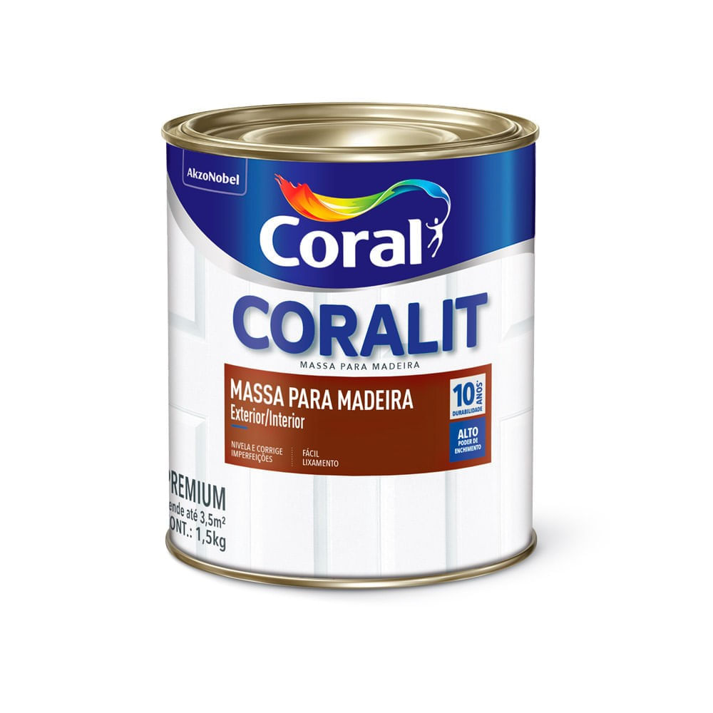 Massa a Óleo para Madeira Branco 1,5kg/900ml Coral