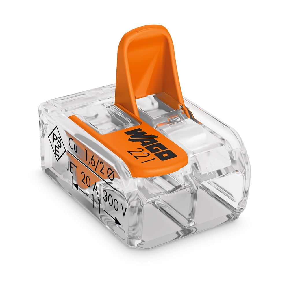 Conectores de Emenda de 2 Polos 32A Com 6 Unidades Wago