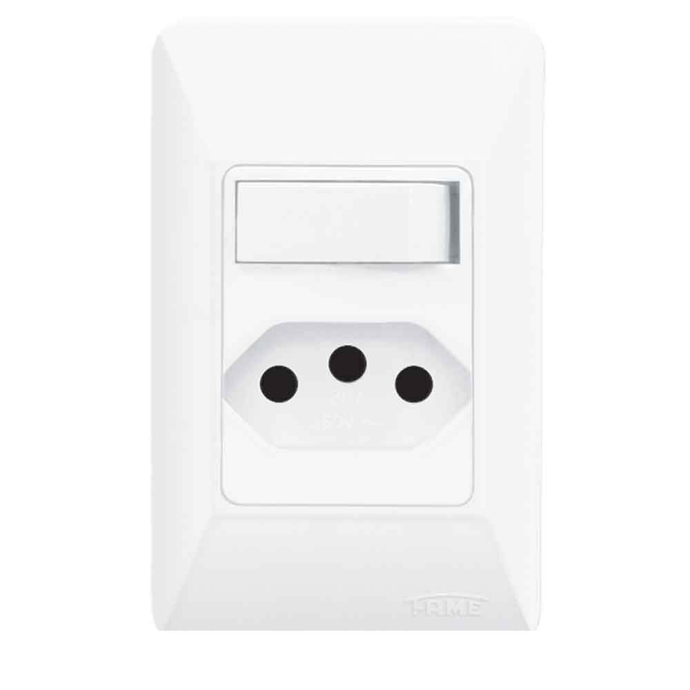 Interruptor simples com tomada 10A 250V Fame