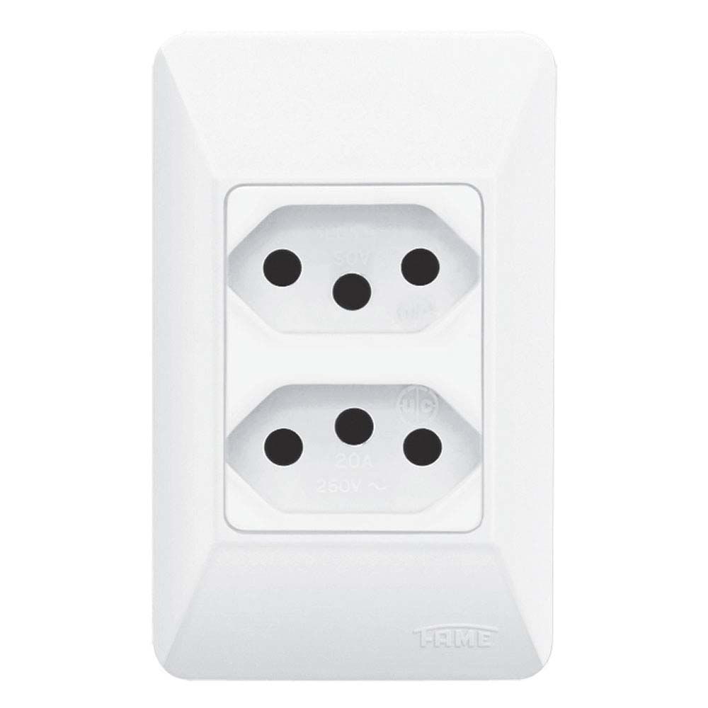 Módulo para tomada dupla 20A com placa distanciadas 250V Fame