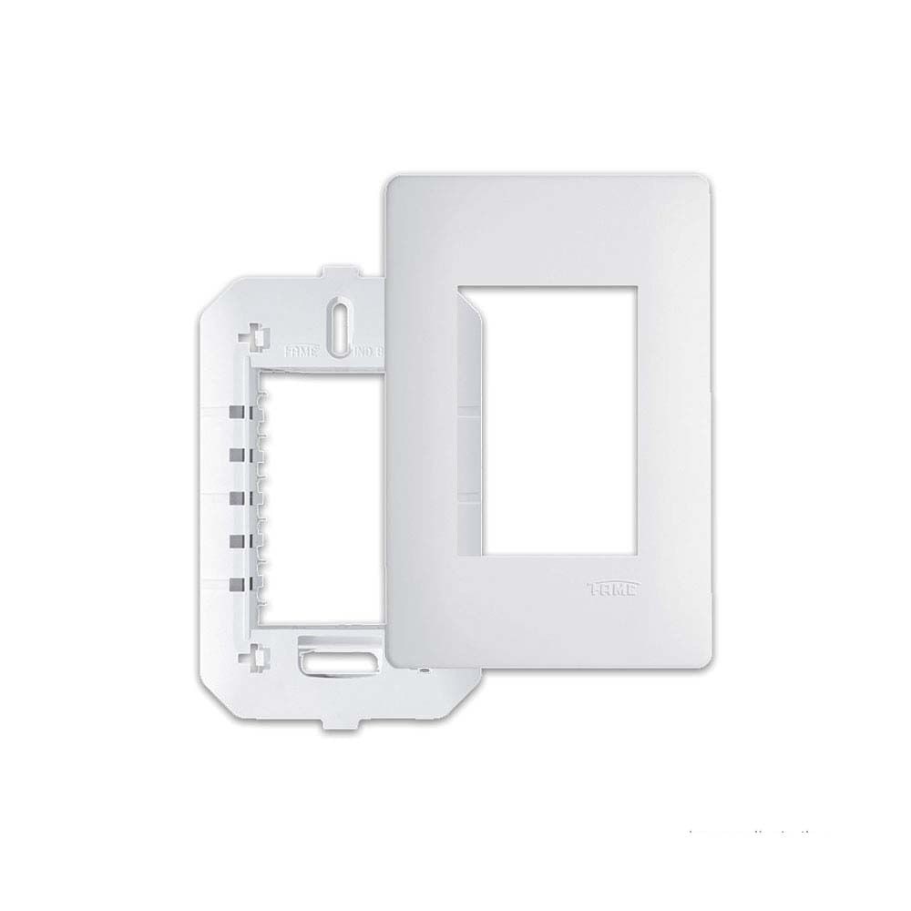 Placa com suporte 4x2 3 módulos Habitat branca Fame