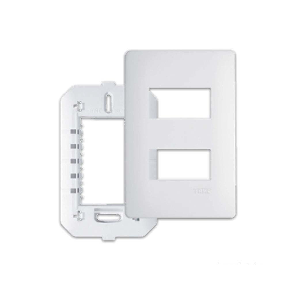 Placa com suporte 4x2 2 módulos distanciados Habitat branca Fame
