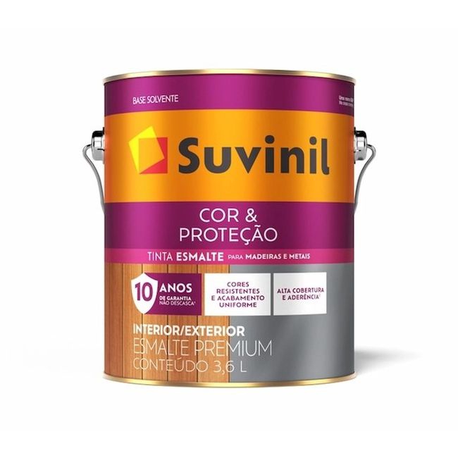 Tinta Esmalte Madeiras e Metais Preto Brilhante 3,6l Cor & Proteção Suvinil