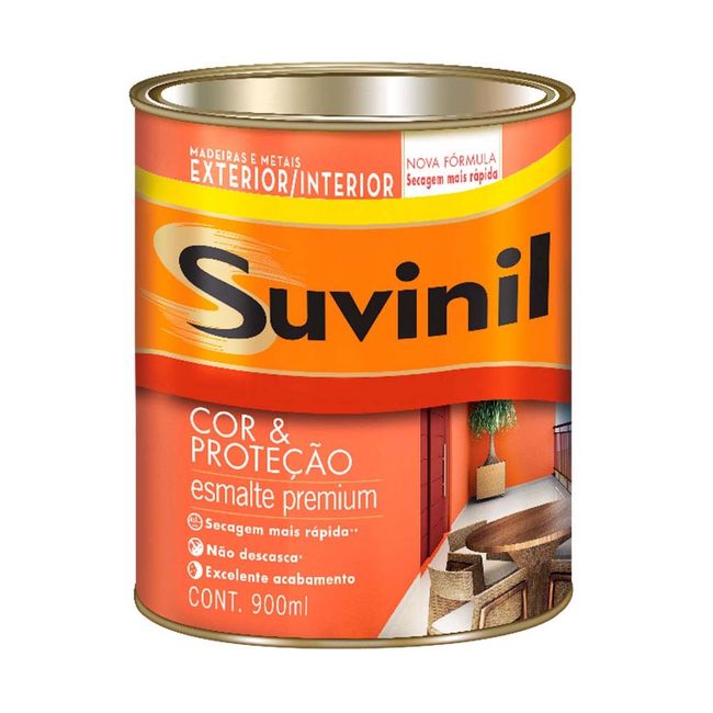 Tinta Esmalte Madeiras e Metais Branco Brilhante 900ml Cor & Proteção Suvinil