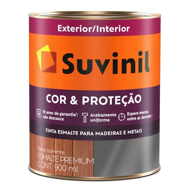 Tinta Esmalte Madeiras e Metais Branco Gelo Brilhante 900ml Cor & Proteção Suvinil