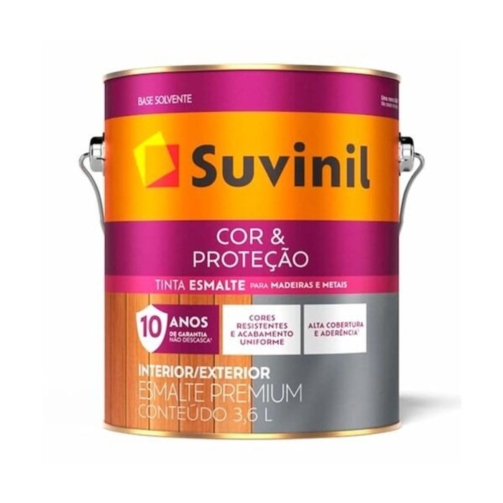 Tinta Esmalte Madeiras e Metais Branco Brilhante 3,6l Cor & Proteção Suvinil