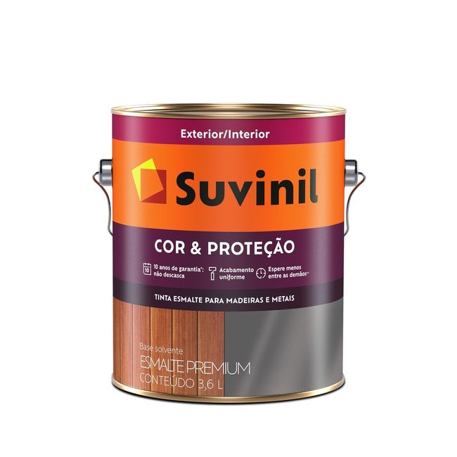 Tinta Esmalte Madeiras e Metais Branco Acetinado 3,6l Cor & Proteção Suvinil