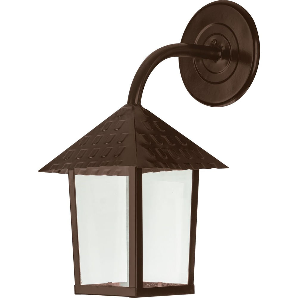 Arandela Colonial Quadrada Vidro Liso 1XE27 Preto Blumenau Iluminação