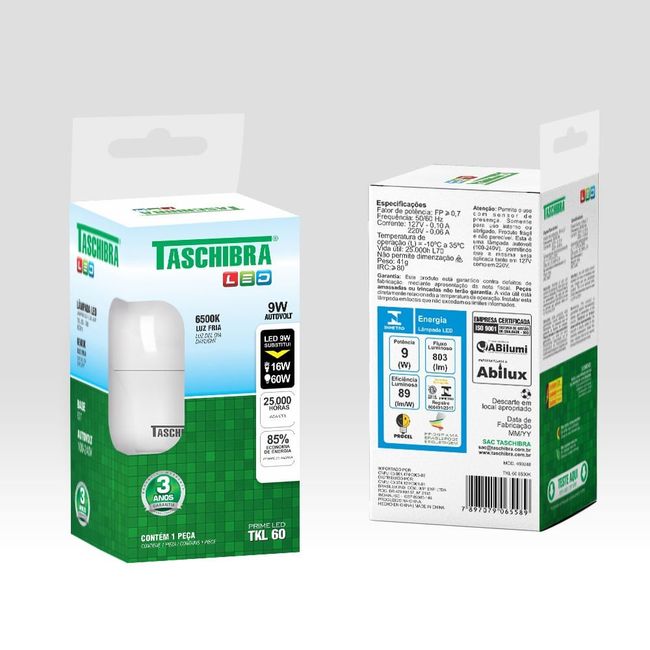 Lâmpada Led TKL 60 / 9W 6500k Taschibra