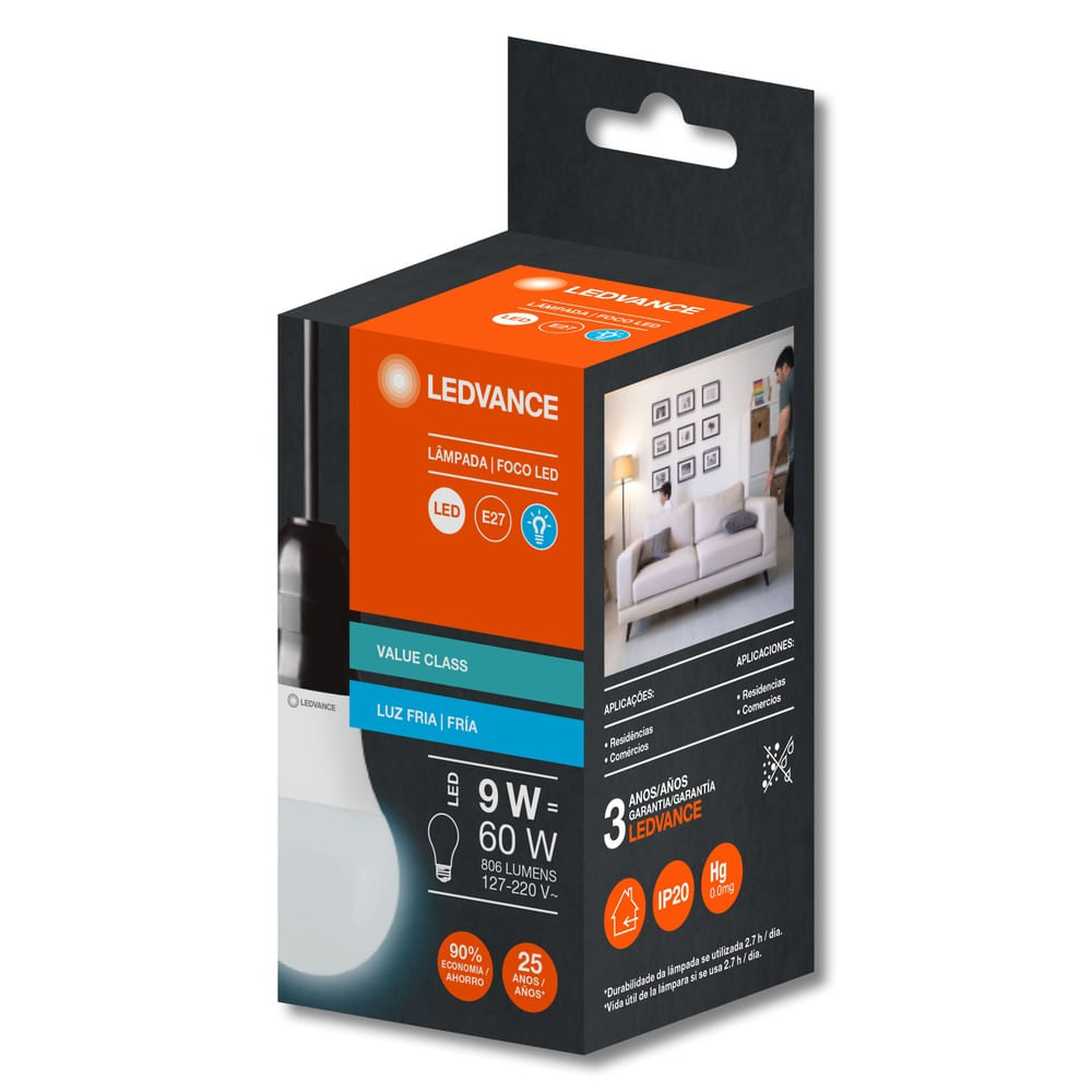 Lâmpada Led  9W Branca E27 Bivolt Ledvance