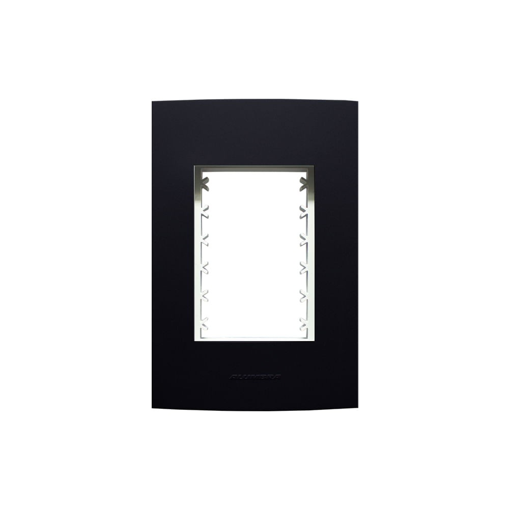 Placa 4X2 3Modulo com Suporte Ip Class Preto Ebano Fosco Alumbra