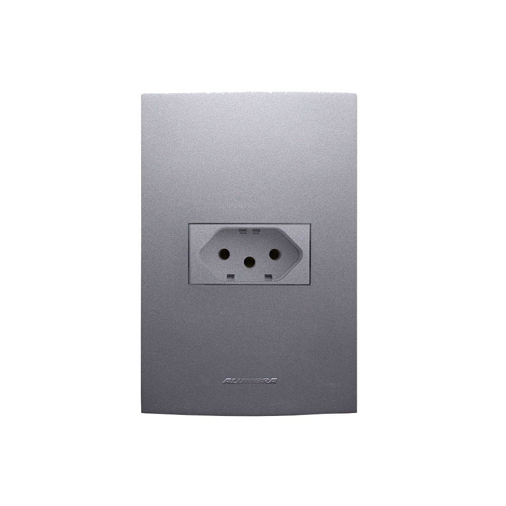 Tomada 10A com Placa 4X2 Inova Pro Class Grafite Alumbra