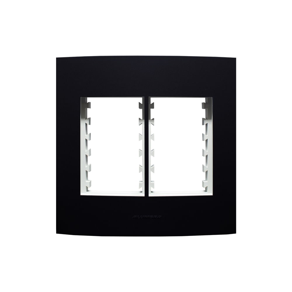 Placa 4X4 6Modulo com Suporte Ip Class Preto Ebano Fosco Alumbra