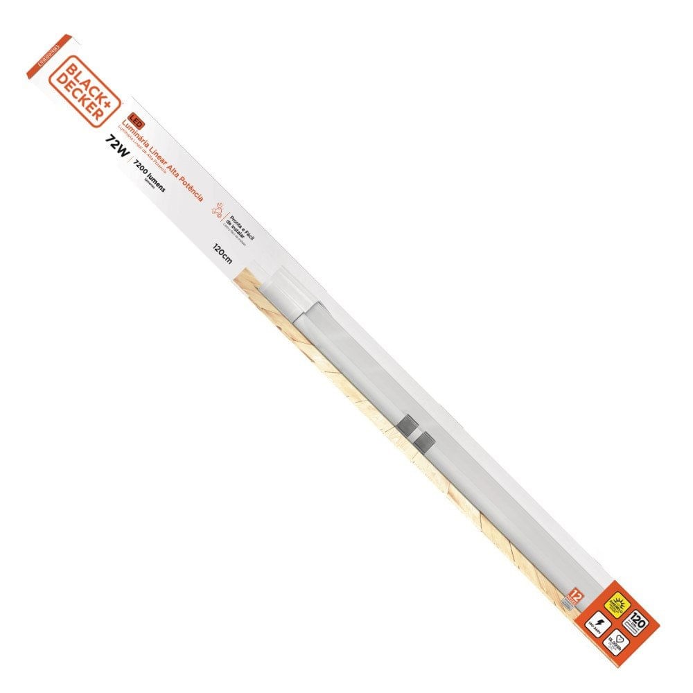 Luminaria Led Linear Alta Potencia 72W 120Cm 3000K Bivolt Black Decker