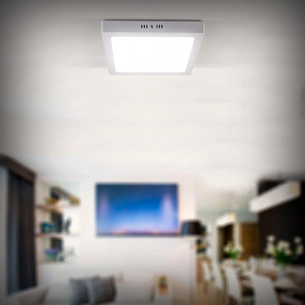 Painel Sobrepor Home Led Quadrado 24W 4000K Bivolt Ip20 30X30Cm Bronzeart