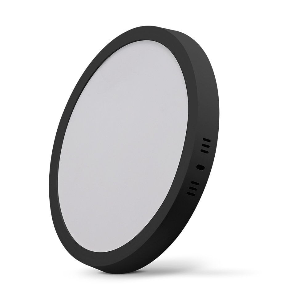 Painel Led Eco Preto Sobrepor 18W Redondo 6500K Bivolt  Black Decker