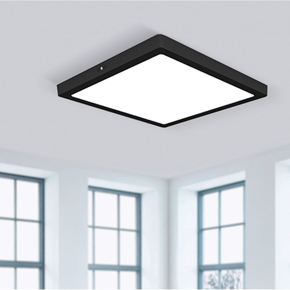 Plafon Sobrepor Home Led Quadrado 18W 6500K Preto LLumm Bronzearte
