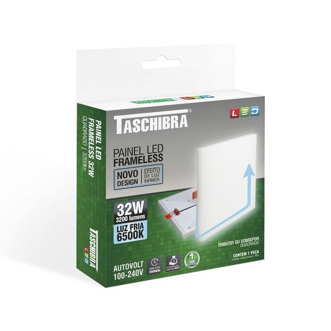 Painel Led Frameless 32W Quadrado 6500k Taschibra