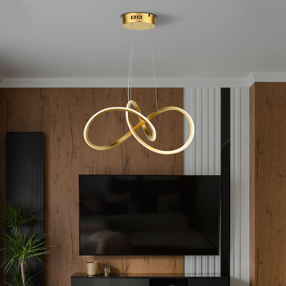 Pendente Led Toquio 3000k 30w Ouro Fosco Taschibra