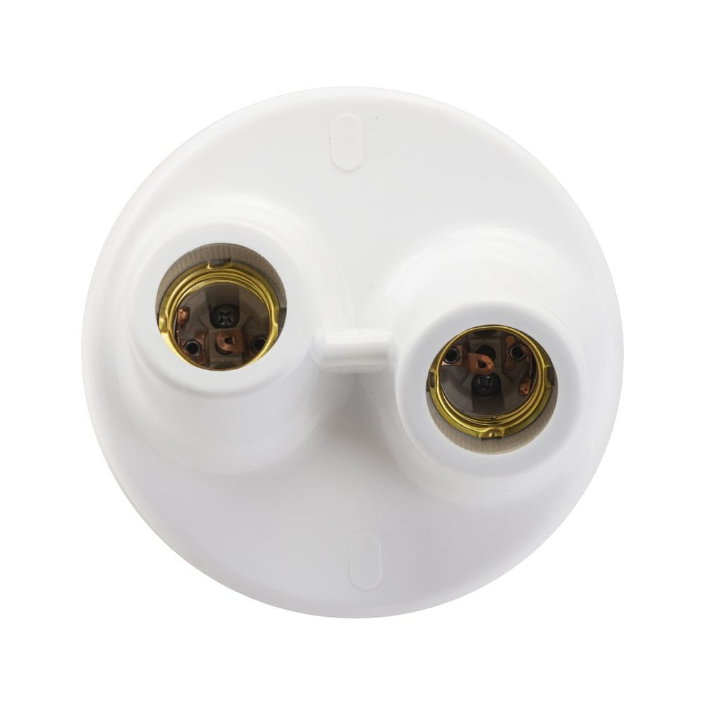 Plafon Soquete Porcelana 2Xe27 Branco