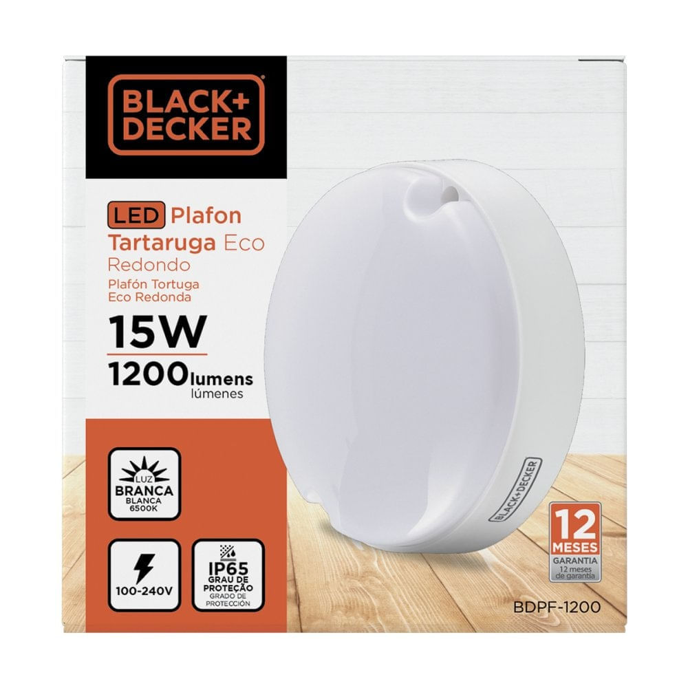 Plafon Led Eco Redondo 15W 6500K Ip65 Bivolt Black Decker