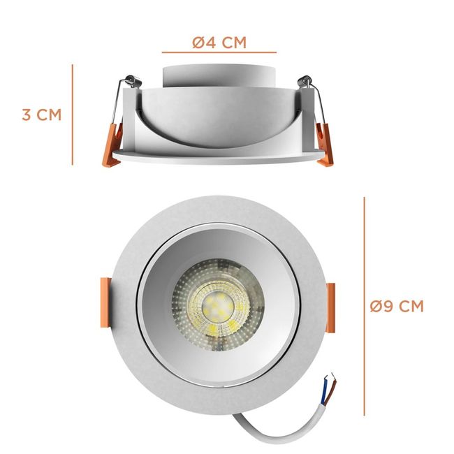 Spot De Embutir Easy Led 5W Redondo 6,5K Branco 90X32Mm Bivolt Llumm Bronzearte