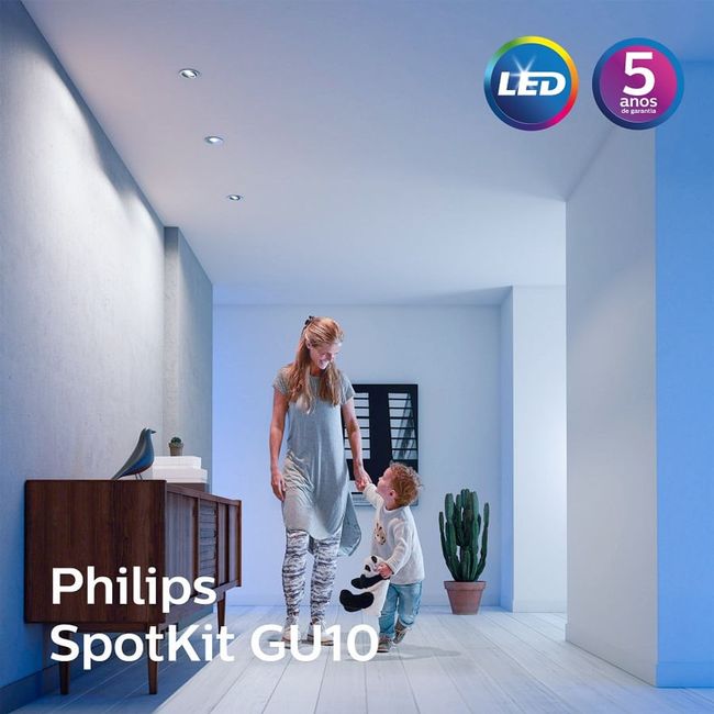 Spot Led Integrado De Embutir Quadrado 6,2W Amarela 3000K Bivolt Philips