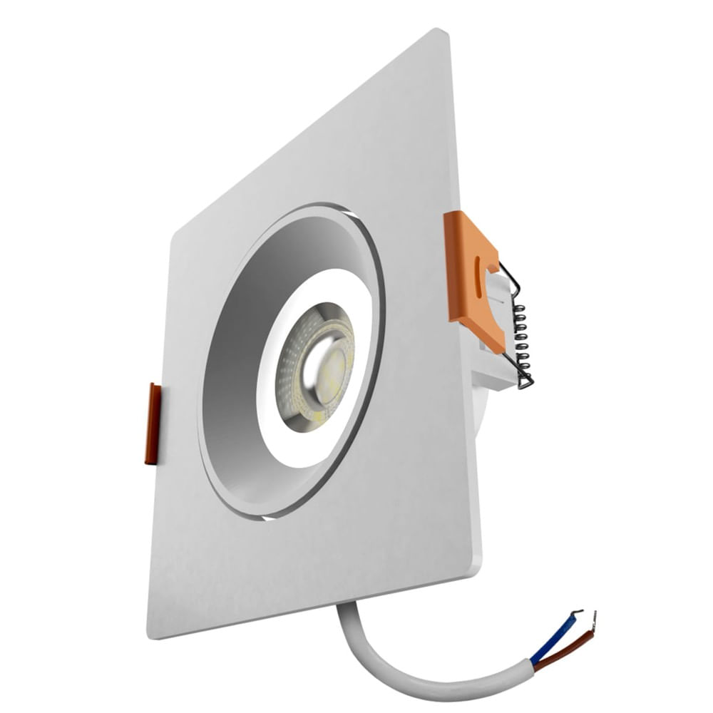 Spot De Embutir Easy Led 5W Quadrado 6,5K Branco 90X90X32Mm Bivolt Llumm Bronzearte