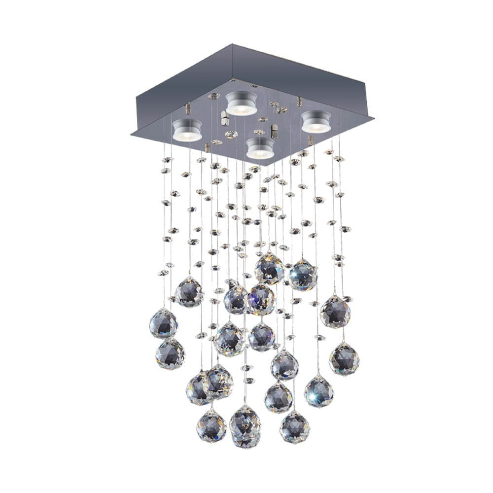 Lustre de cristais brilhante Bronzearte para 4 lâmpadas transparente