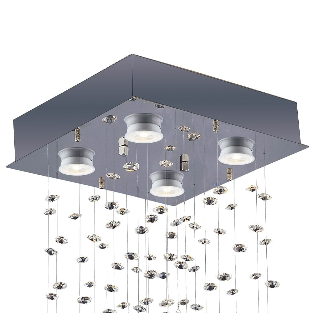 Lustre de cristais brilhante Bronzearte para 4 lâmpadas transparente