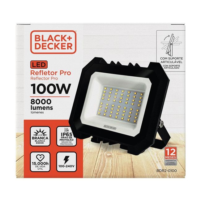 Refletor Led Pro 100W Br Ip65 Black Decker