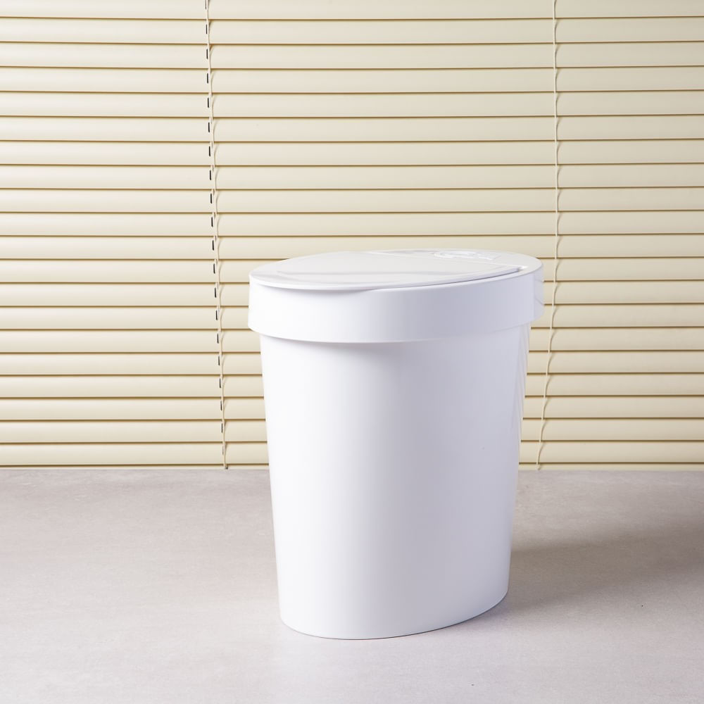 Lixeira oval 5L polietileno branco Brinox
