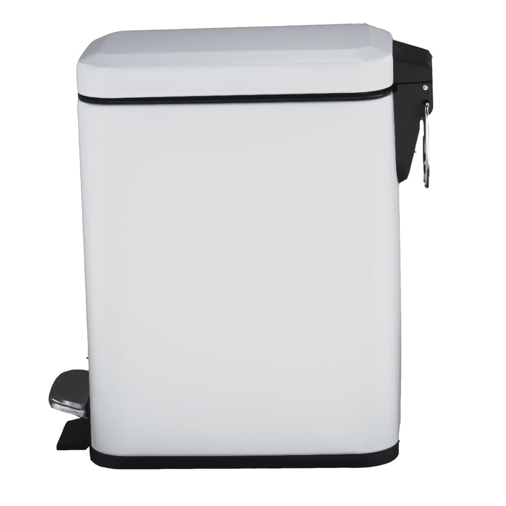 Lixeira Inox 5L Retangular Branca Com Pedal Coisas E Coisinhas