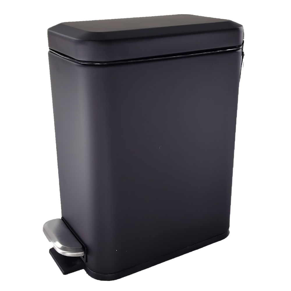 Lixeira Inox 5L Retangular Preta Com Pedal Coisas E Coisinhas