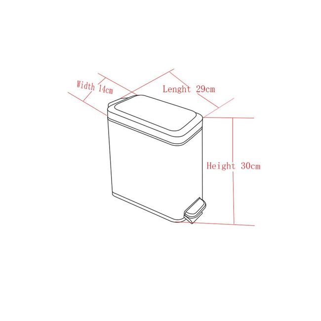Lixeira Inox 5L Retangular Preta Com Pedal Coisas E Coisinhas