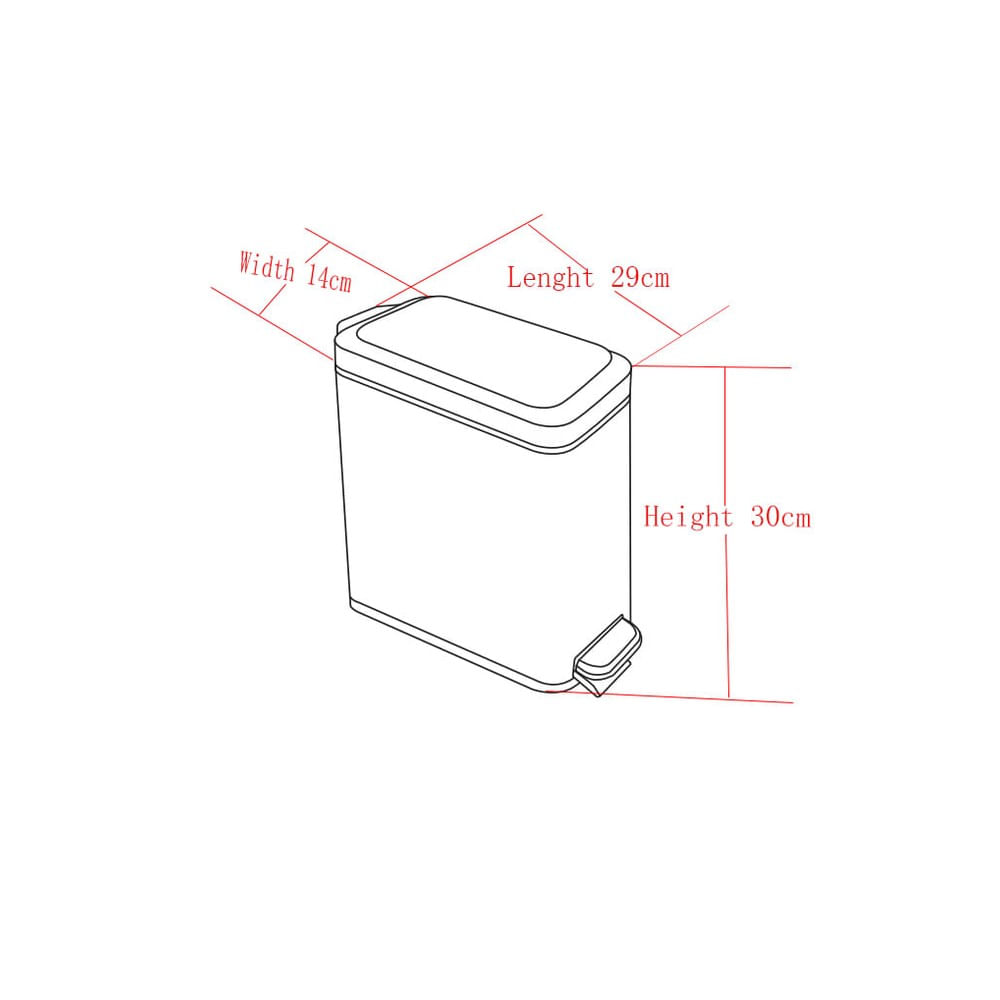 Lixeira Inox 5L Retangular Preta Com Pedal Coisas E Coisinhas
