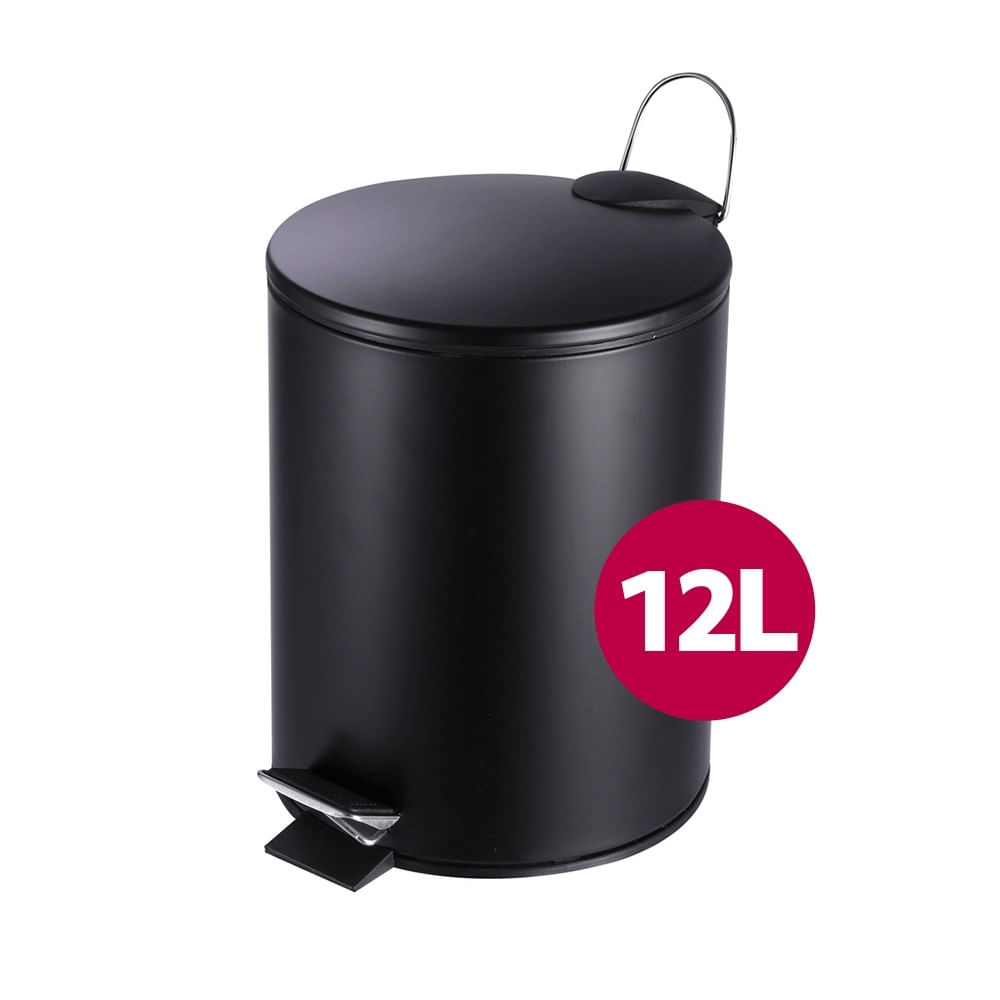 Lixeira de Aço Inox Preto com Pedal 12 Litros Coisas e Coisinhas