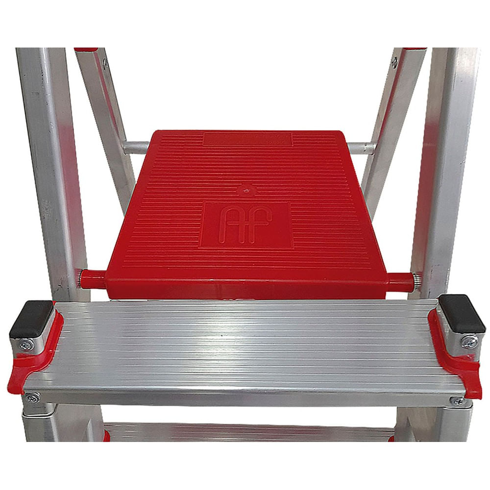 Escada Em Alumínio Com 5 Degraus Duplos Com Reforço E Trava Lateral Art Factory