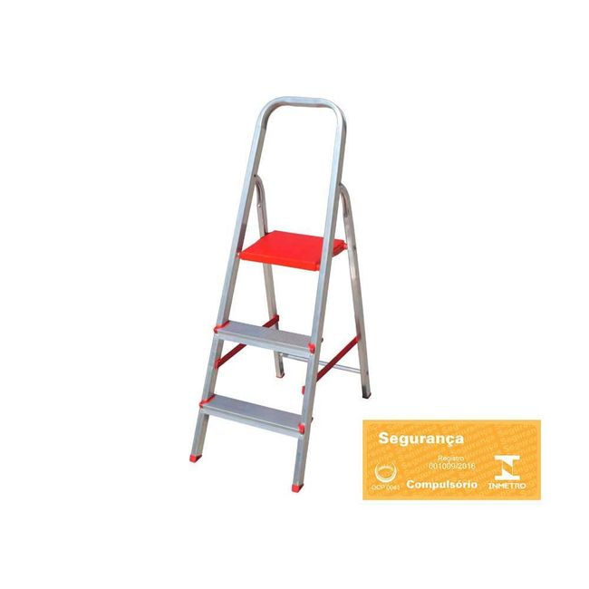 Escada Botafogo Doméstica de Alumínio 3 Degraus